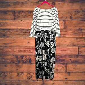 5 for $25🔥Emerald Striped Floral Maxi Dress 3X